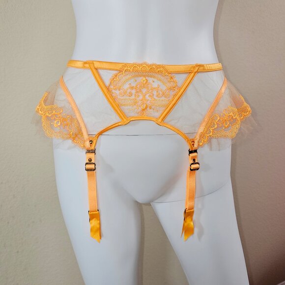 NWT Honey Birdette Gabrielle Mango Suspender Garter Belt Size L